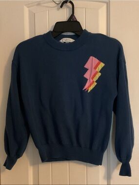 Fruit of the Loom Kids Navy Blue Sweater with Pink & Yellow Lightning Bolt